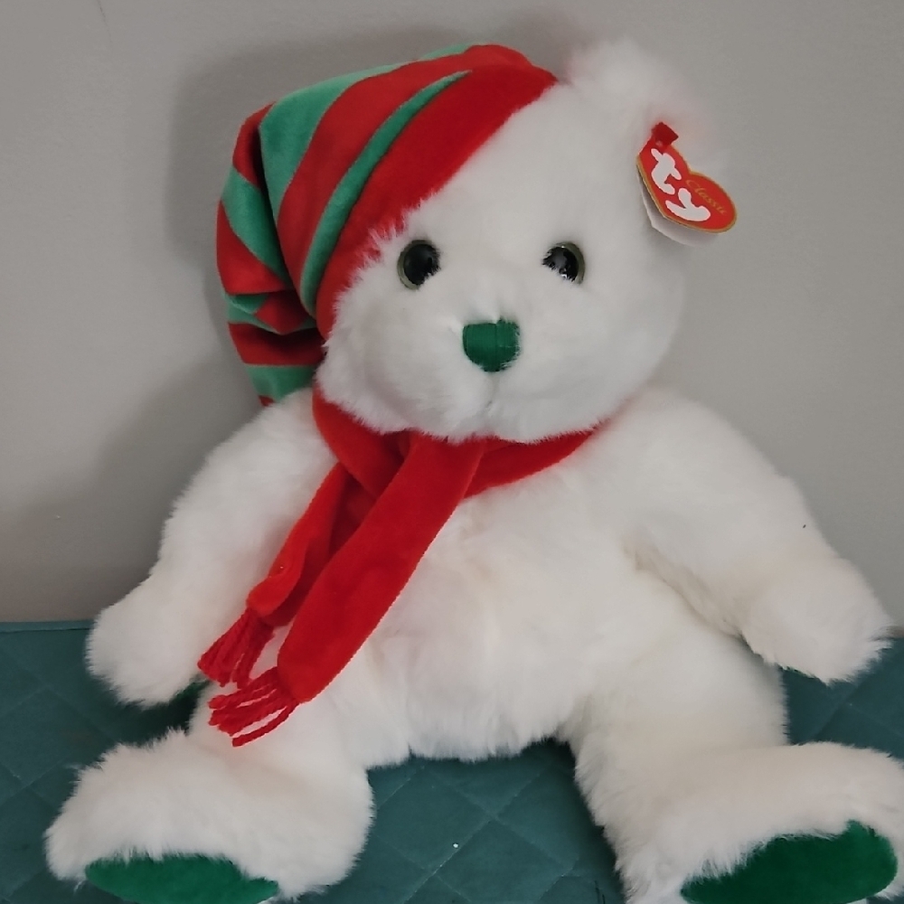 White Bear with Red and Green Hat